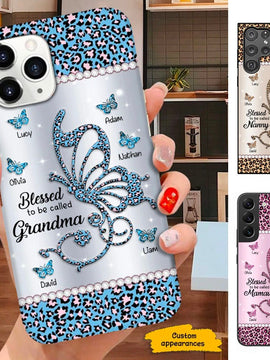 Leopard Butterfly Blessed To be called Grandma Nana Mimi Mom Personalized Phone Case SC23413