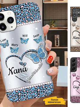 Leopard Butterfly Blessed To be called Grandma Nana Mimi Mom Personalized Phone Case SC23414