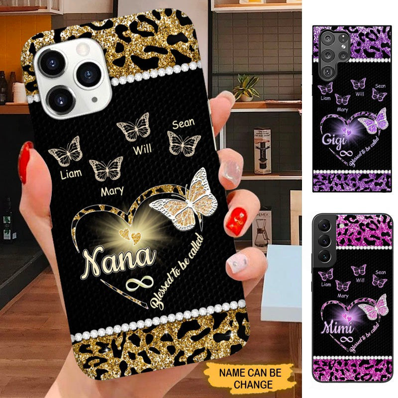 Leopard Butterfly Blessed to be called Grandma Nana Mommy Personalized Phone Case SC30915 Phone case ShinyCustom Phone Case 