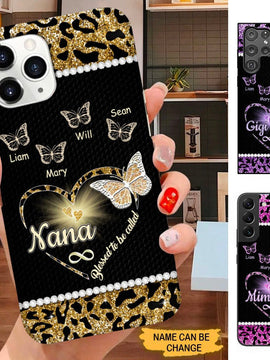 Leopard Butterfly Blessed to be called Grandma Nana Mommy Personalized Phone Case SC30915