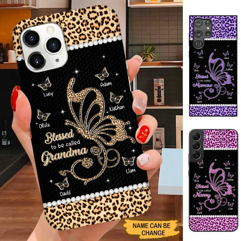 Leopard Butterfly Blessed to be called Grandma Nana Mommy Personalized Phone Case SC3094 Phone case ShinyCustom Phone Case 