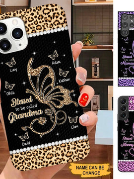 Leopard Butterfly Blessed to be called Grandma Nana Mommy Personalized Phone Case SC3094