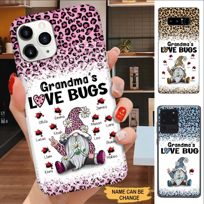 Leopard Gnome Grandma's Love Bugs Mommy Auntie Personalized Phone Case Phone case FUEL 