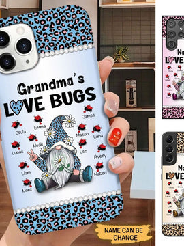 Leopard Gnome Grandma's Love Bugs Mommy Auntie Personalized Phone Case  SC1762