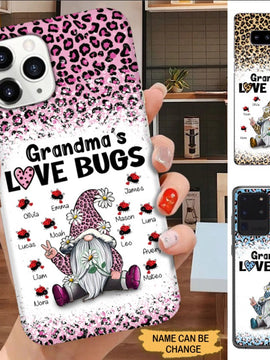 Leopard Gnome Grandma's Love Bugs Mommy Auntie Personalized Phone Case