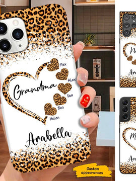 Leopard Heart Grandma Mommy Auntie Personalized Phone case SC011209