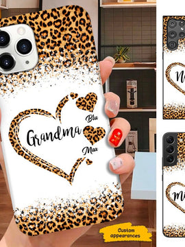 Leopard Heart Grandma Nana Mommy Personalized Phone case SC241108