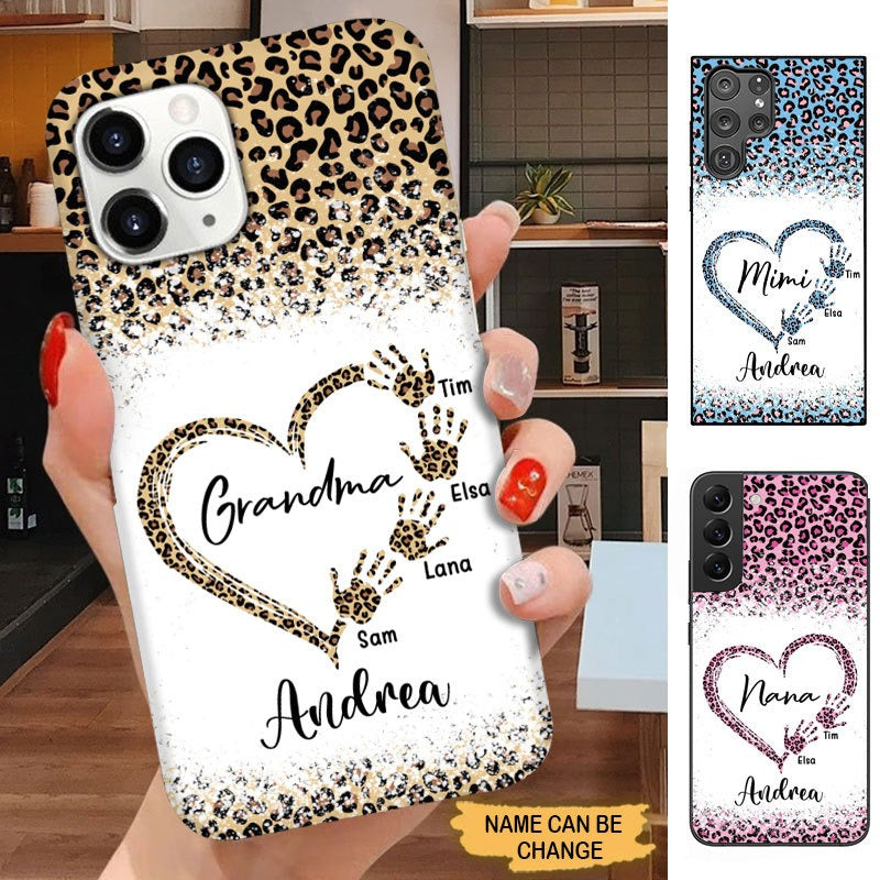 Leopard Heart Hands Print Grandma Mommy Auntie Personalized Phone case Phone case FUEL 
