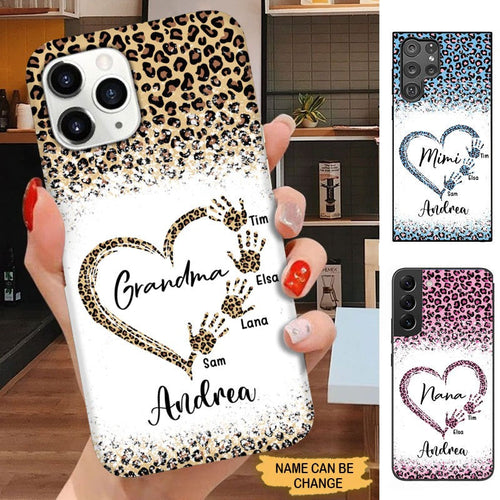Leopard Heart Hands Print Grandma Mommy Auntie Personalized Phone case Phone case FUEL 