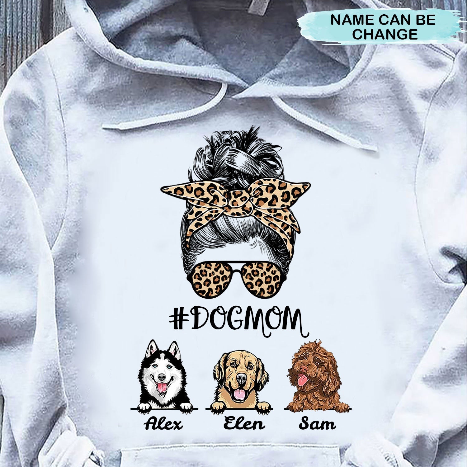 Leopard Messy Bun Dog Mom Dog Lover Personalized Shirt 2D Hoodie Dreamship 