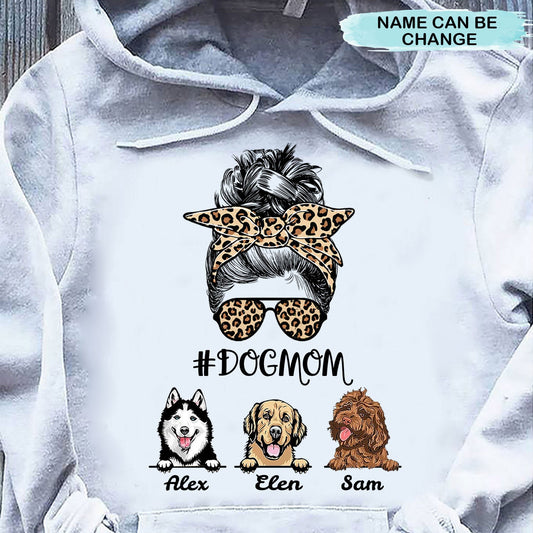 Leopard Messy Bun Dog Mom Dog Lover Personalized Shirt 2D Hoodie Dreamship 