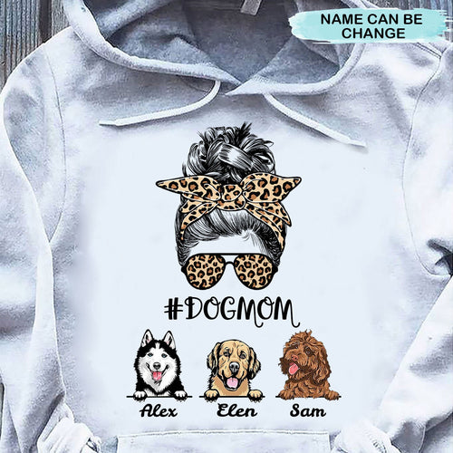 Leopard Messy Bun Dog Mom Dog Lover Personalized Shirt 2D Hoodie Dreamship 