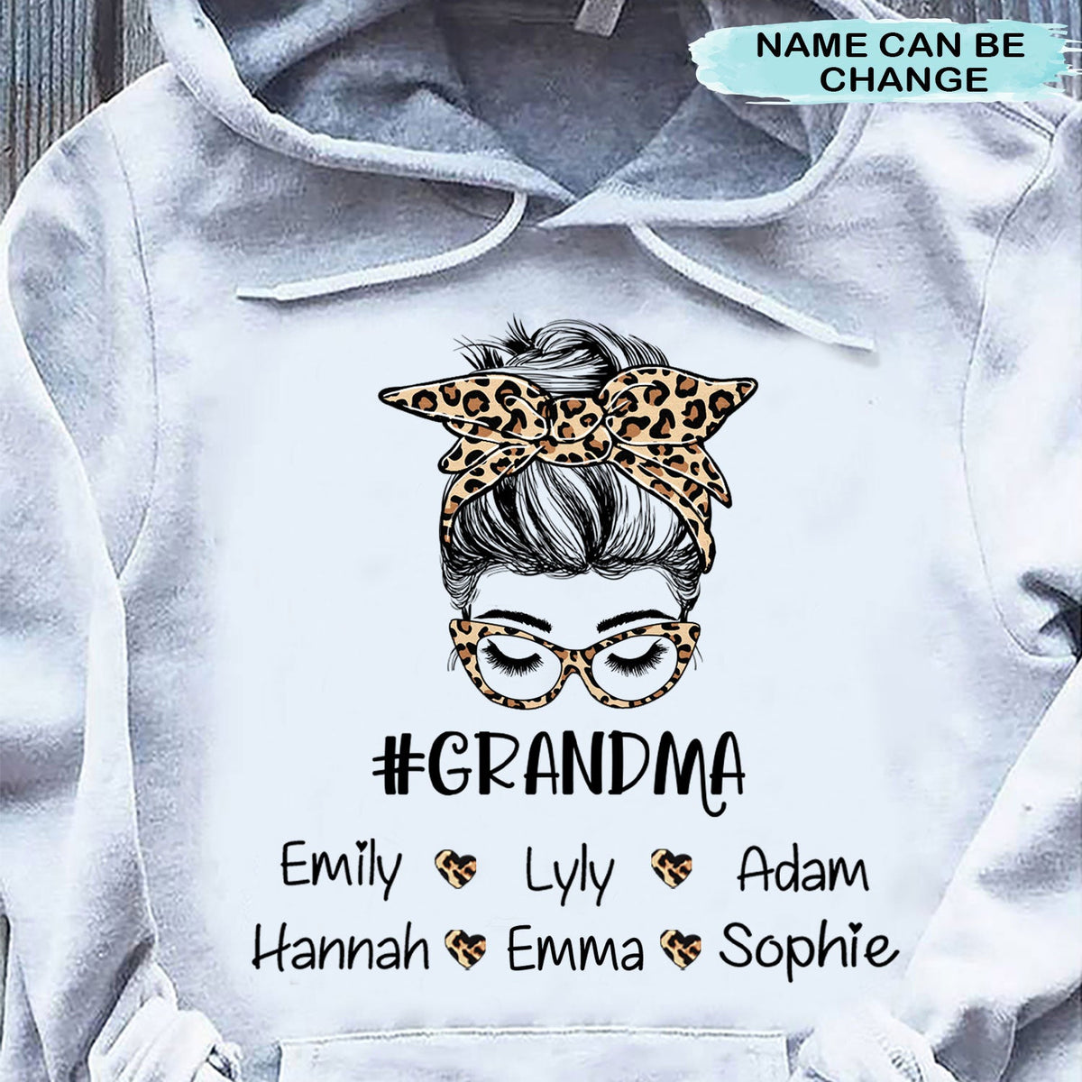 Leopard Messy Bun Grandma Mommy Autie Personalized Shirt 2D Hoodie Dreamship 