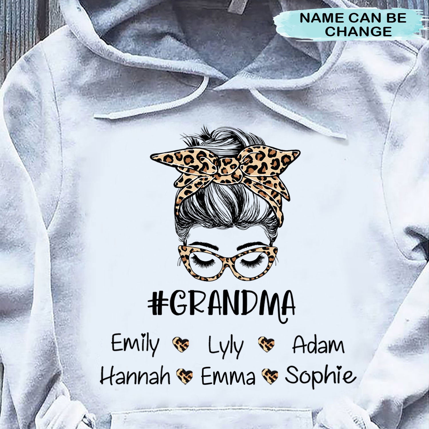 Leopard Messy Bun Grandma Mommy Autie Personalized Shirt 2D Hoodie Dreamship 