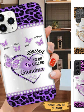 Leopard Pattern Blessed to be called Grandma Nana Mimi Personalized Phone Case  SC1761