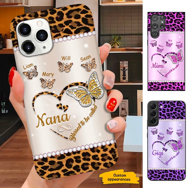 Leopard Pattern Blessed to be called Grandma Nana Mimi Personalized Phone Case SC301236