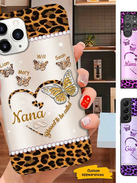 Leopard Pattern Blessed to be called Grandma Nana Mimi Personalized Phone Case SC301236