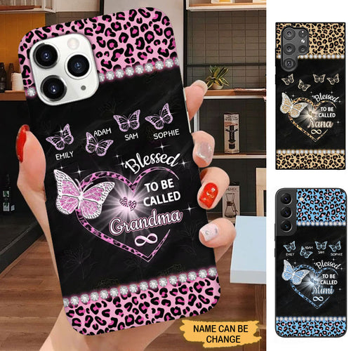 Leopard Pattern Blessed to be called Grandma Nana Mimi Personalized Phone Case SC912321