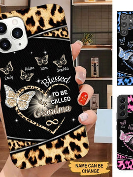 Leopard Pattern Blessed to be called Grandma Nana Mimi Personalized Phone case SC2262