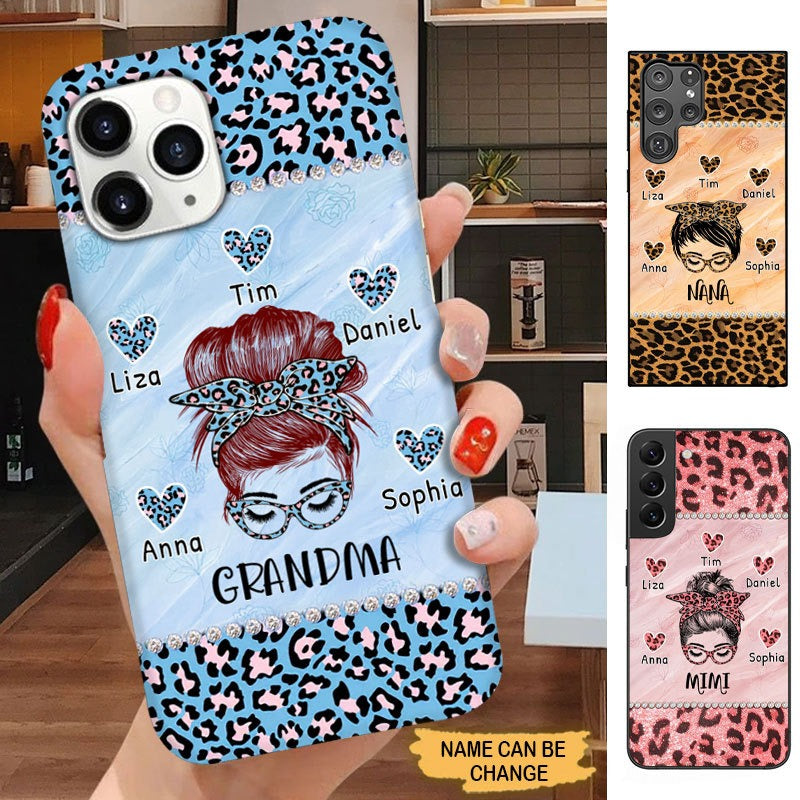 Leopard Pattern Bun hair Grandma Nana Mimi Personalized Phone case Phone case FUEL 