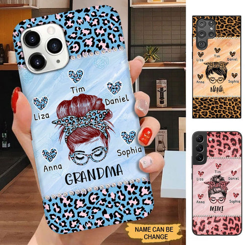 Leopard Pattern Bun hair Grandma Nana Mimi Personalized Phone case Phone case FUEL 