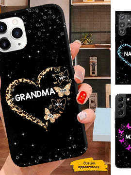 Leopard Pattern Butterfly Heart Grandma Nana Mommy Personalized Phone case SC291235