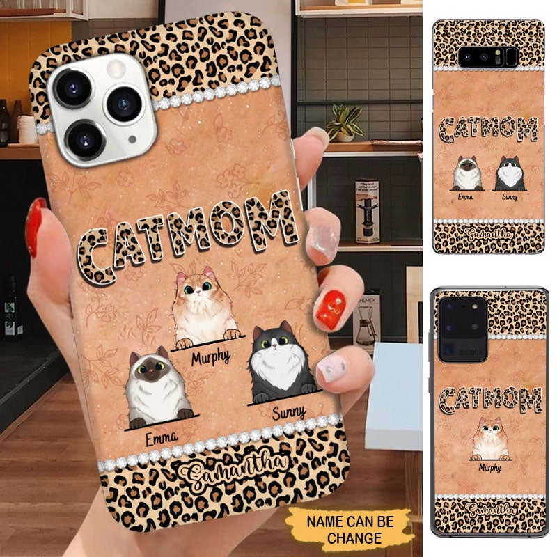 Leopard Pattern Cat Mom Personalized Phone Case Phone case FUEL 