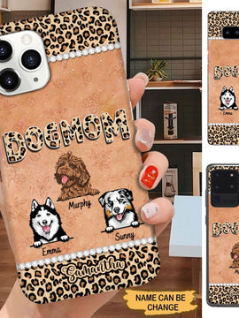 Leopard Pattern Dog Mom Personalized Phone Case