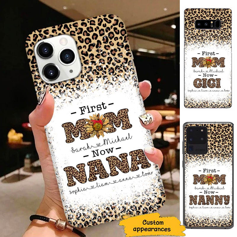 Leopard Pattern First Mom Now Grandma Personalized Phone Case