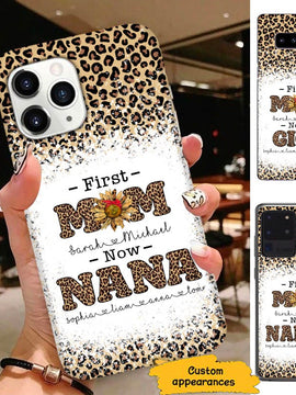 Leopard Pattern First Mom Now Grandma Personalized Phone Case