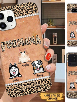 Leopard Pattern Fur Mama Dog and Cat Personalized Phone Case