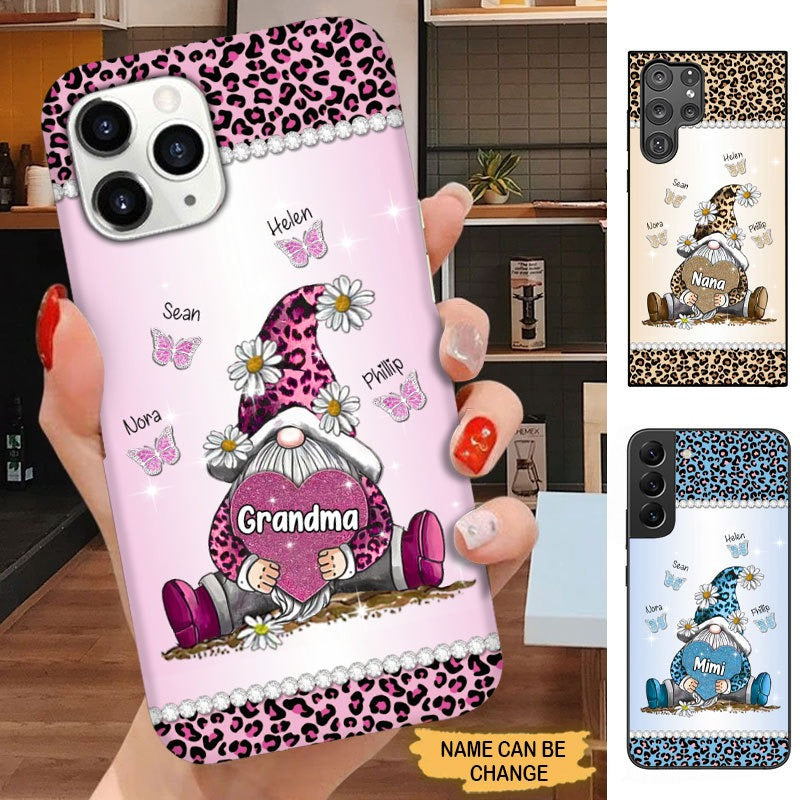 Leopard Pattern Gnome Grandma with Grandkids Personalized Phone case Phone case FUEL 