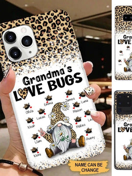 Leopard Pattern Grandma's Love Bugs Grandma Mommy Auntie Personalized Phone Case