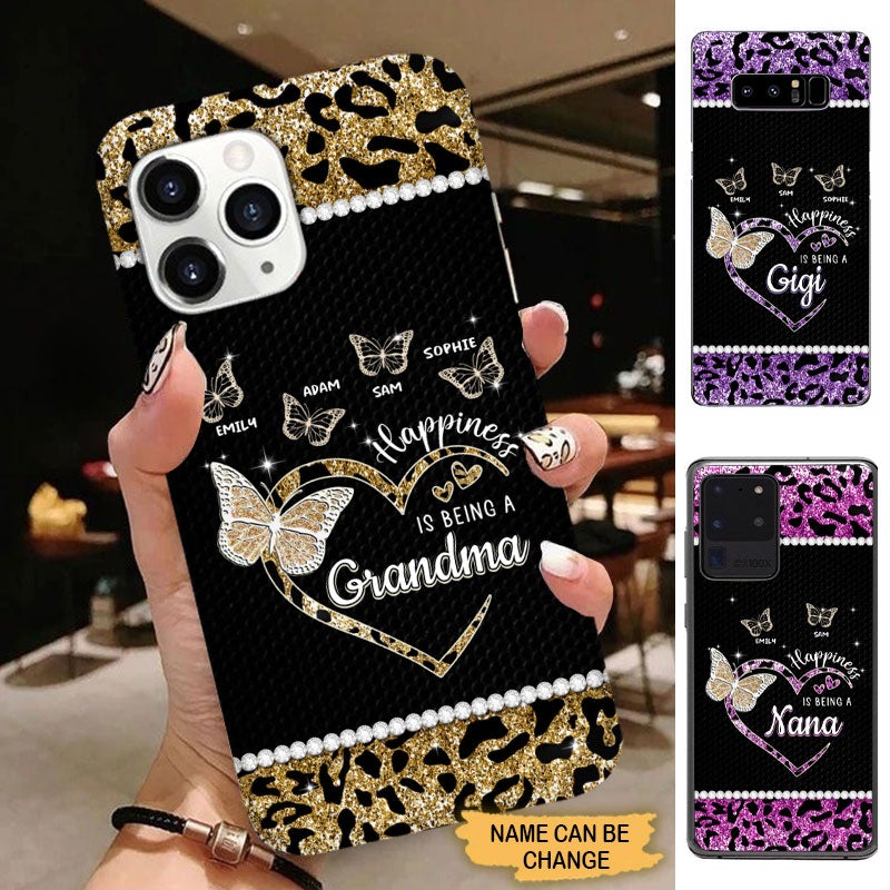 Leopard Pattern Happiness is Being a Grandma Personalized Grandma Phone Case Phone case FUEL 