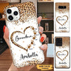 Leopard Pattern Heart with Hands Grandma and Grandkids Personalized Phone Case Phone case FUEL 