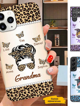 Leopard Pattern Messy Bun Grandma Nana Mommy Personalized Phone case SC301231