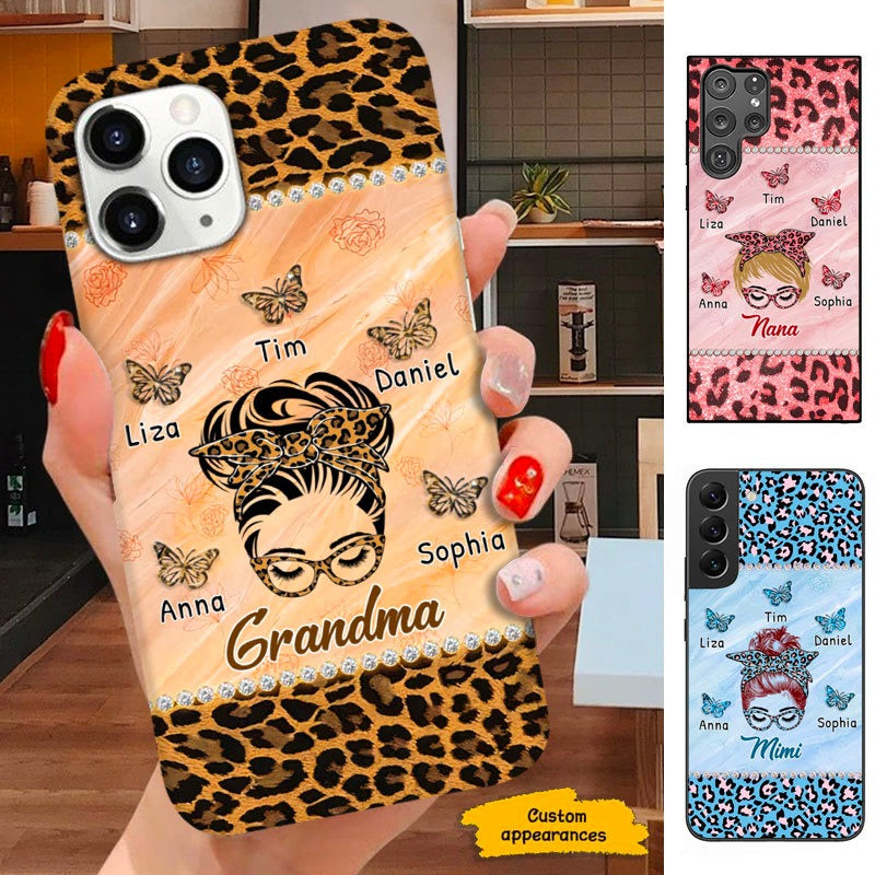 Leopard Pattern Messy Bun Grandma Nana Mommy Personalized Phone case SC301232