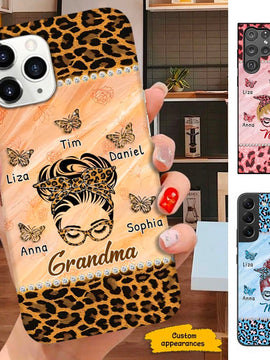 Leopard Pattern Messy Bun Grandma Nana Mommy Personalized Phone case SC301232