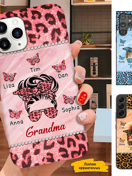 Leopard Pattern Messy Bun Grandma Nana Mommy Personalized Phone case SC301234