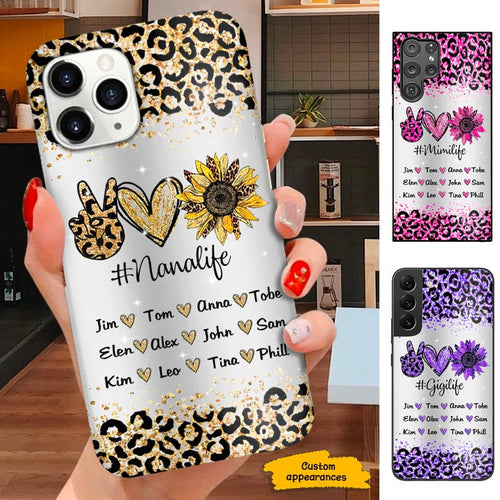 Leopard Pattern Peace Love Sunflower Nanalife Grandmalife Personalized Phone Case SC181109