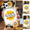 Leopard Sunflower Grandma With Grandkids Nana Mommy Auntie Personalized Phone Case Phone case FUEL 