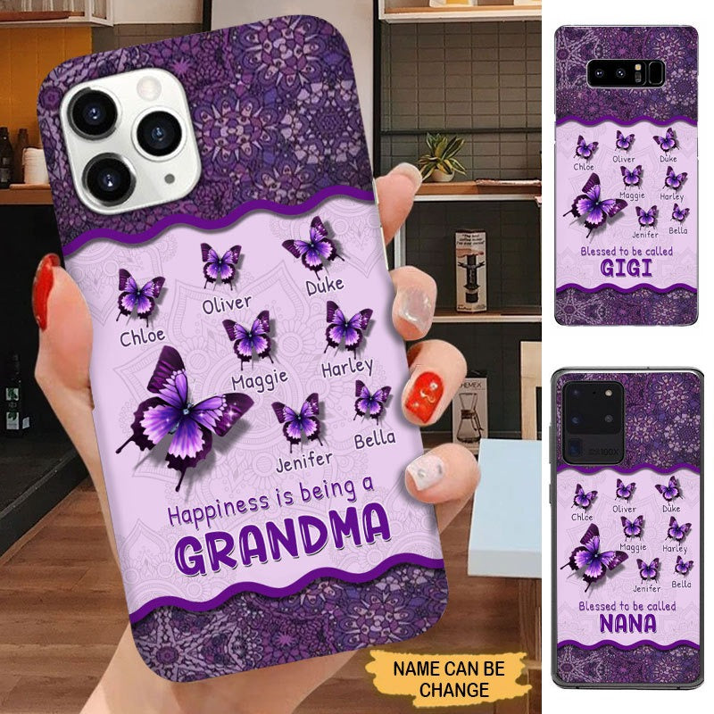 Mandala Pattern Butterflies Happiness is being Grandma Mommy Auntie Personalized Phone Case Phone case FUEL 