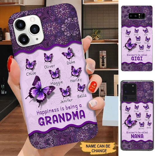 Mandala Pattern Butterflies Happiness is being Grandma Mommy Auntie Personalized Phone Case Phone case FUEL 