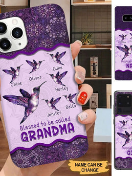 Mandala pattern Hummingbird Blessed to be called Grandma Personalized Phone case