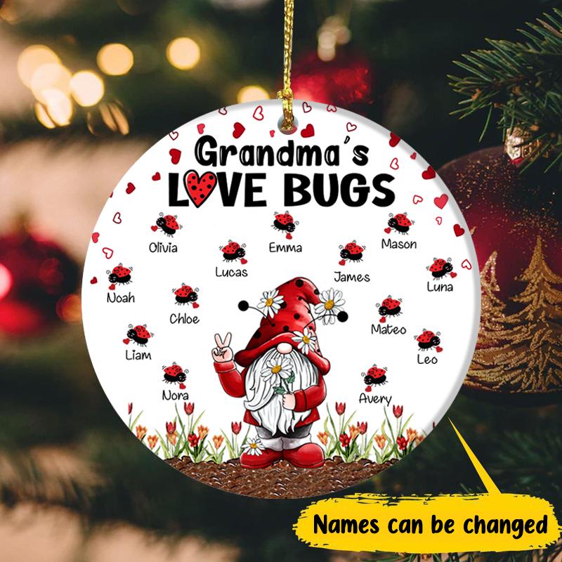 Grandma's Love Bugs Mommy, Nana, Grandma, Auntie Personalized Christmas Ornament Dreamship 