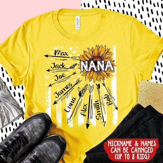 Grandma With Grandkids Flower Arrow Personalized T-Shirt NLA18JUN21SH3 Dreamship 