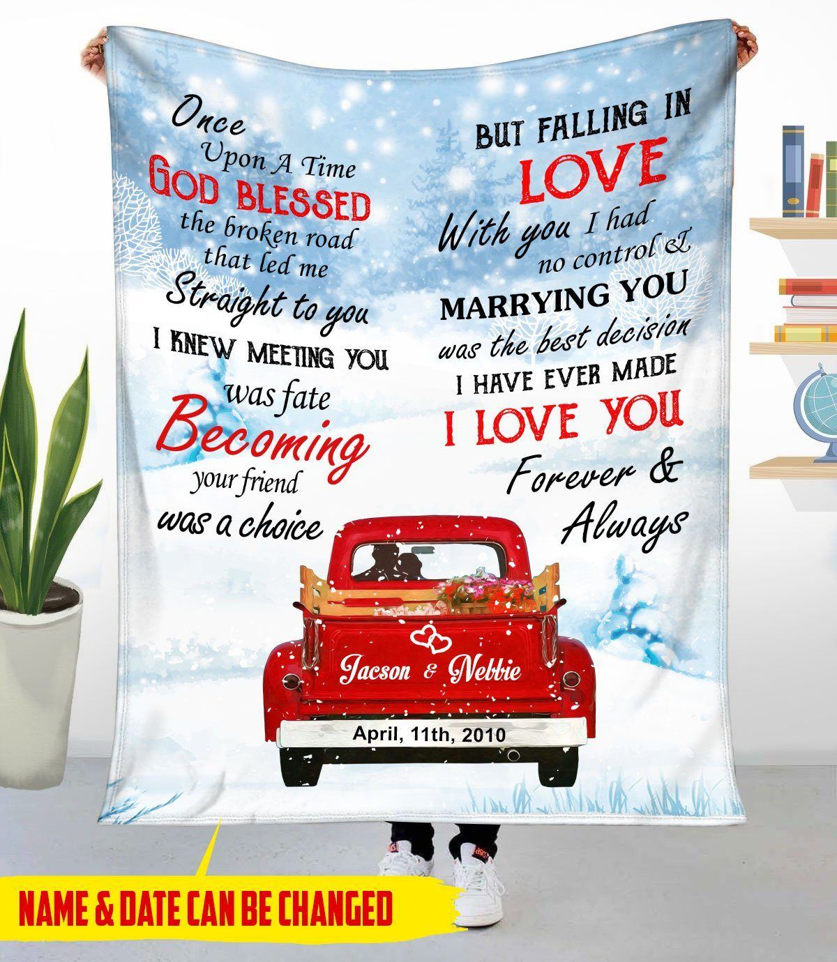 Custom Names and Wedding Date PM-20CT1 Fleece Blanket blanket Dreamship 