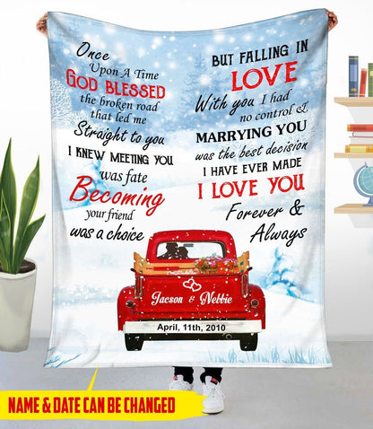 Custom Names and Wedding Date PM-20CT1 Fleece Blanket blanket Dreamship 
