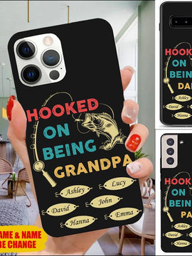 Hooked On Being Grandpa, Papa Personalized Phone Case