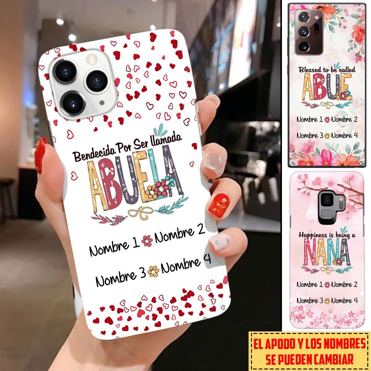Personalized Custom Bendecida Por Ser Llamada Abuela Phone Case For Spanish Grandmas Phone case FUEL 